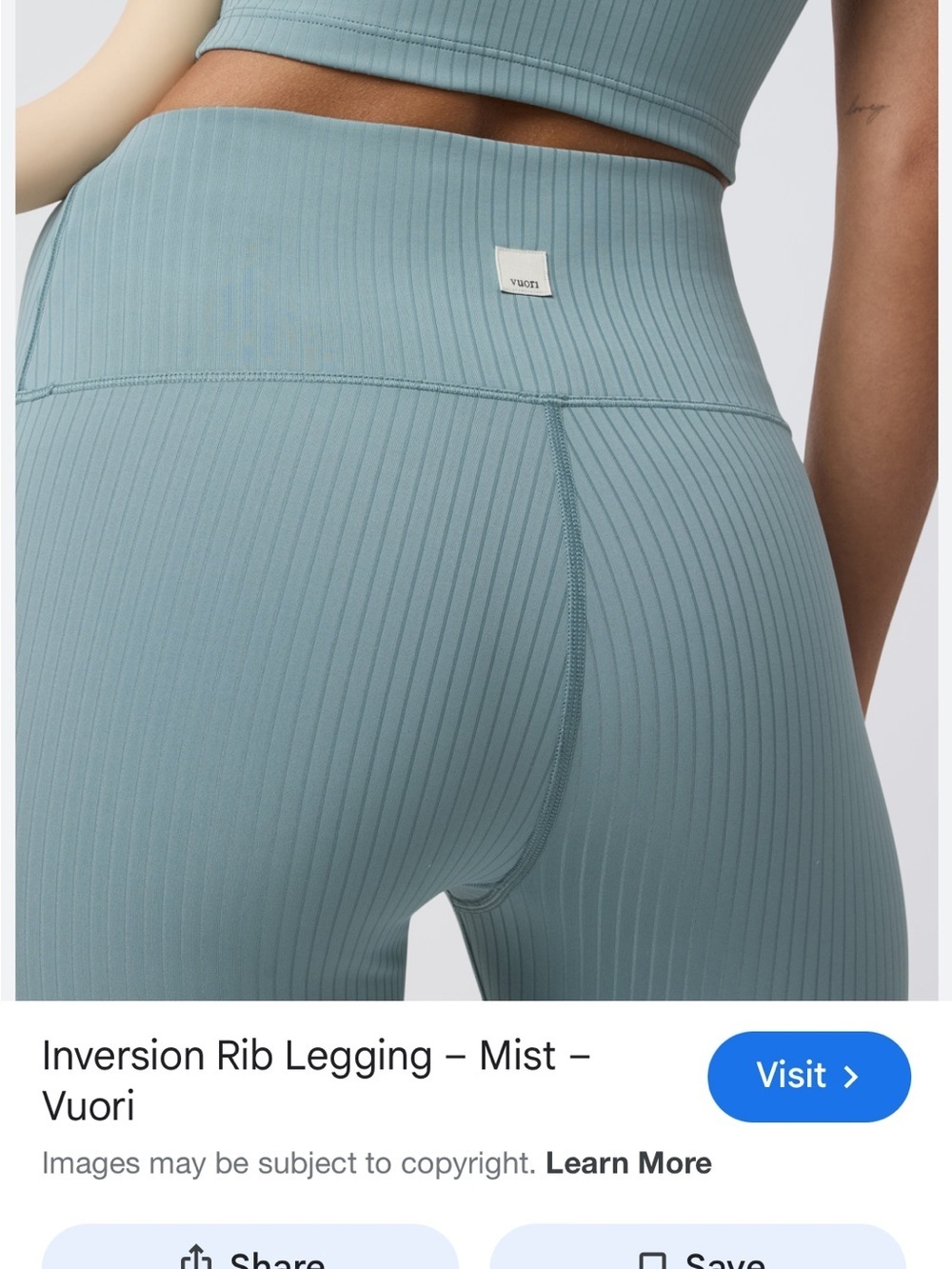 Vuori Inversion Ribbed Leggings Mist - Picture 4 of 14